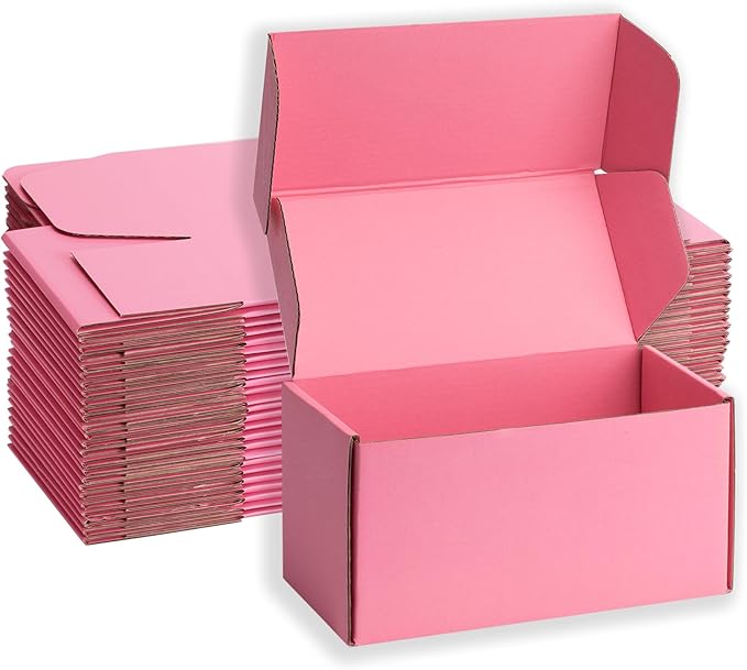 Small Shipping Boxes 8x4x4 Inches – Pink Corrugated Cardboard Boxes (20-Pack) for Mailing, Packing, Small Business & Gift Packaging - Recyclable & Sturdy