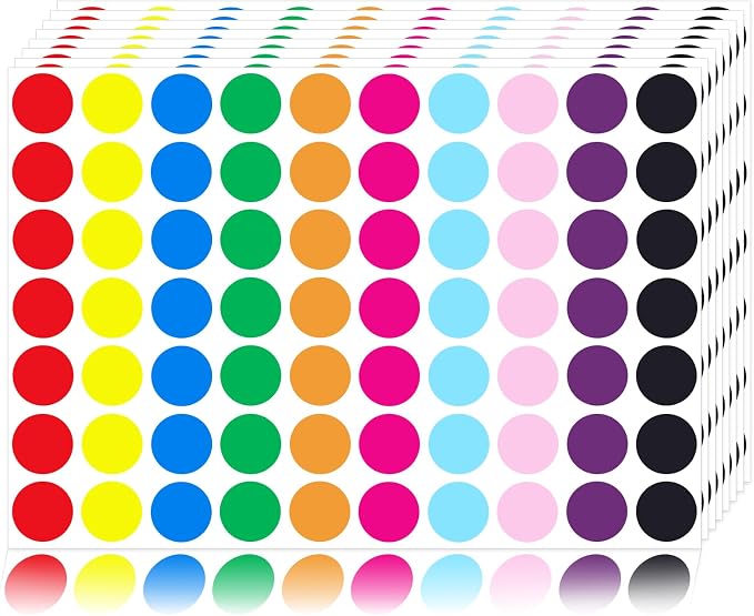 6020 PCS Circle Dot Stickers 3/4" Round Coding Label | Used for manual labor in kindergartens, garage yard price sales, organizing activity color groups,marking spice bottles