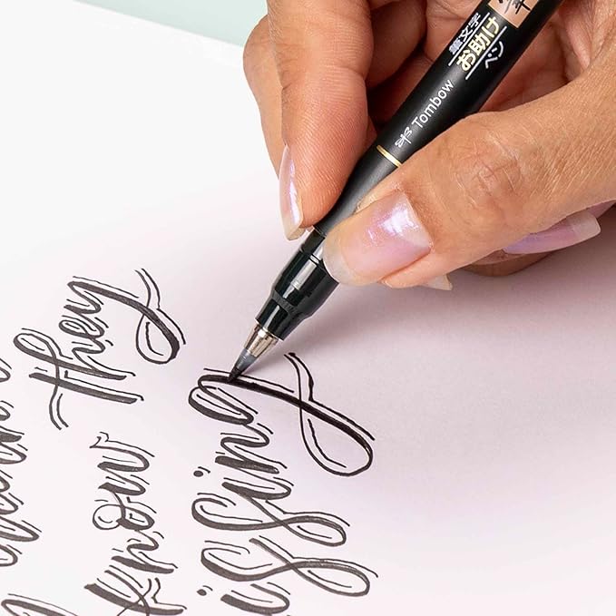 Tombow 62039 Fudenosuke Brush Pens, 3-Pack. Soft, Hard, and Twin Tip Markers for Calligraphy and Art Drawings