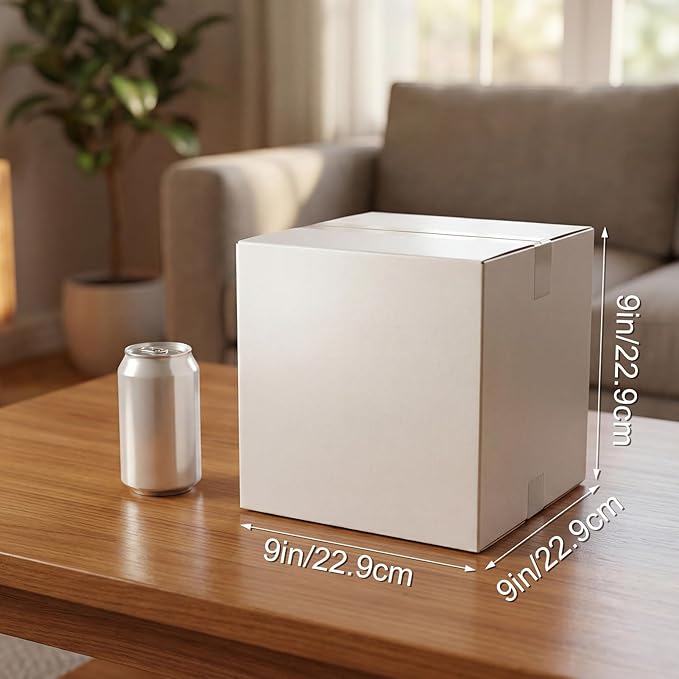 Hoikwo 15 Packs 9x9x9 Large Thin Shipping Boxes, White Big Corrugated Cardboard Box Set for Small Business for Packaging Mailing Lightweight items