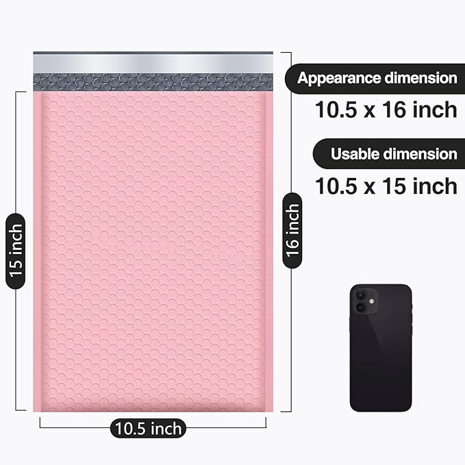 UCGOU Bubble Mailers 10.5x16 Inch 40 Pack Usable Size 10.5x15 Inch Large Padded Envelopes Light Pink Waterproof Packaging Bags for Shipping Self Seal Strong Adhesion Envelopes for Jewelry Supplies