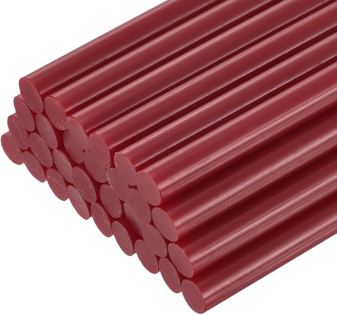 uxcell 30pcs 11mm x 100mm Mini Hot Glue Gun Sticks 4-inch x 0.43-inch High Sticky Large Hot Glue Sticks for Glue Gun, Wine Red