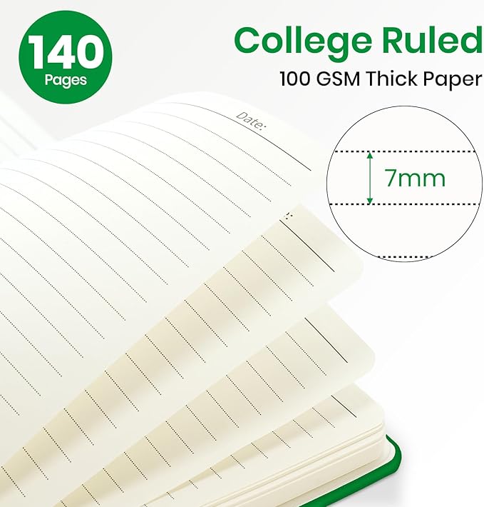 Lined Spiral Journal Notebook for Women, A5 College Ruled Journals for Writing, Hardcover Notebooks for Work, Note taking and Office School Supplies,140 Pages - Racing Green