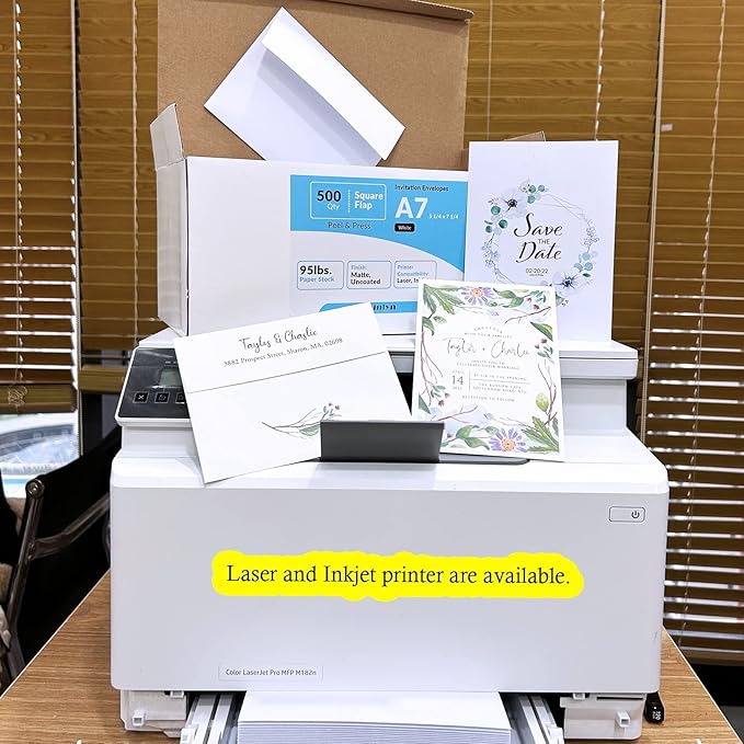500 Pcs White A7 Invitation Envelopes 5 1/4 x 7 1/4 Square Flap Envelopes Self Seal 95lb for Wedding Shower Birthday Bussiness Graduation Mailing Invitation Announcement 5 x 7 Greeting Cards Photos