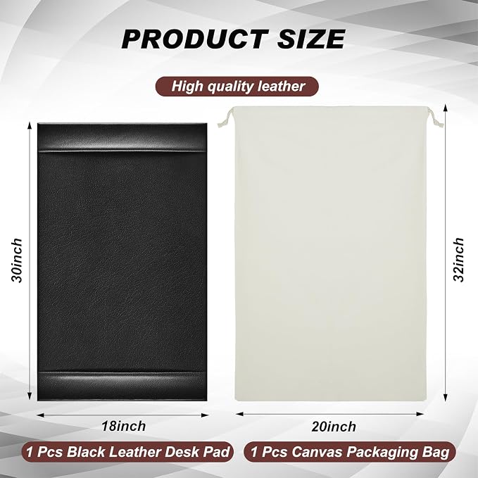 Leather Desk Pad Protector with Side Rails, Executive Office Desk Mat for Home Workspace, Writing Surface, Mouse & Keyboard Pad, Elegant Gift for Men Dad Husband(Black,30 x 18 Inch)