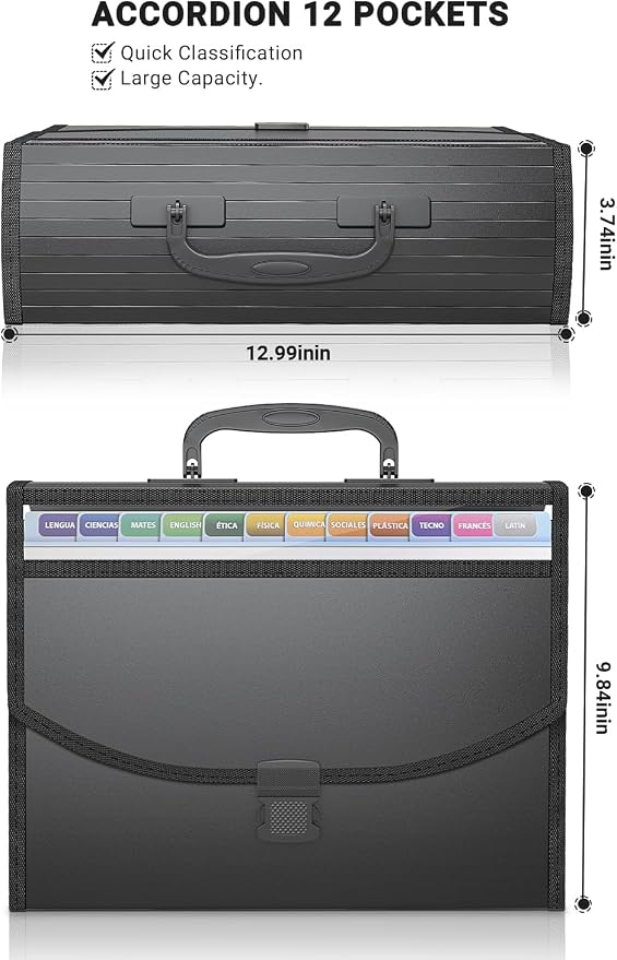 TOPCJ 25 Pockets Accordion File Organizer with Handle,Expanding File Folders for Documents, A4/Letter Size Paper,a-z Tabs,Perfect Expandable Accordian Filing Folders with Visible Window
