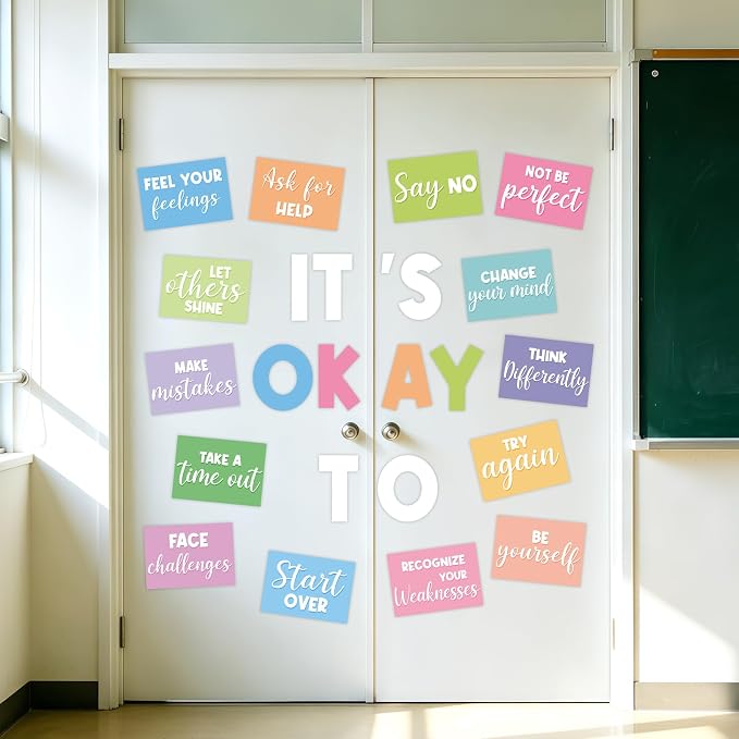 40Pcs Mental Health Bulletin Board Decorations Set, IT'S OK TO Bulletin Board, Growth Mindset Positive Affirmation Therapy Cutouts for Back to School Counselor Classroom Teacher Office Door Wall Decor