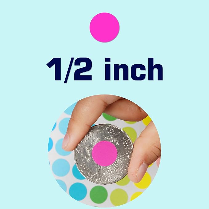 3600 PCS Colored Dot Stickers,1/2" Round Sticker 15 Colors Coding Labels | EgretLFsail Small Circle Dots Label for Office and Classroom Organization (Multicolored)