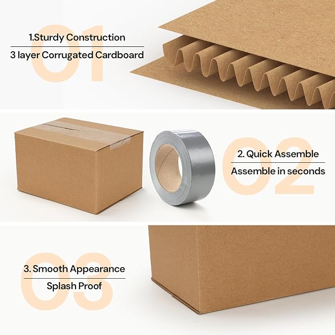 ZBEIVAN Shipping Boxes Mailers 5x4x3 inches Corrugated Cardboard Small Packing Kraft Moving Mailing Box, Pack of 40