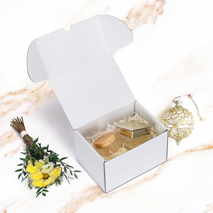RLAVBL 7x5x4 Shipping Boxes Set of 50, White Corrugated Cardboard Box for Packing, Mailing, Business