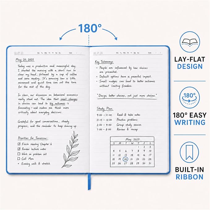 Hardcover-Journal-Notebooks, A5 Lined Journals Notebook for Writing 200 Pages, 8.2 x 5.5 inch, Classic Ruled Notebooks for Work/Travel/College (Light Blue - 6 Pack)