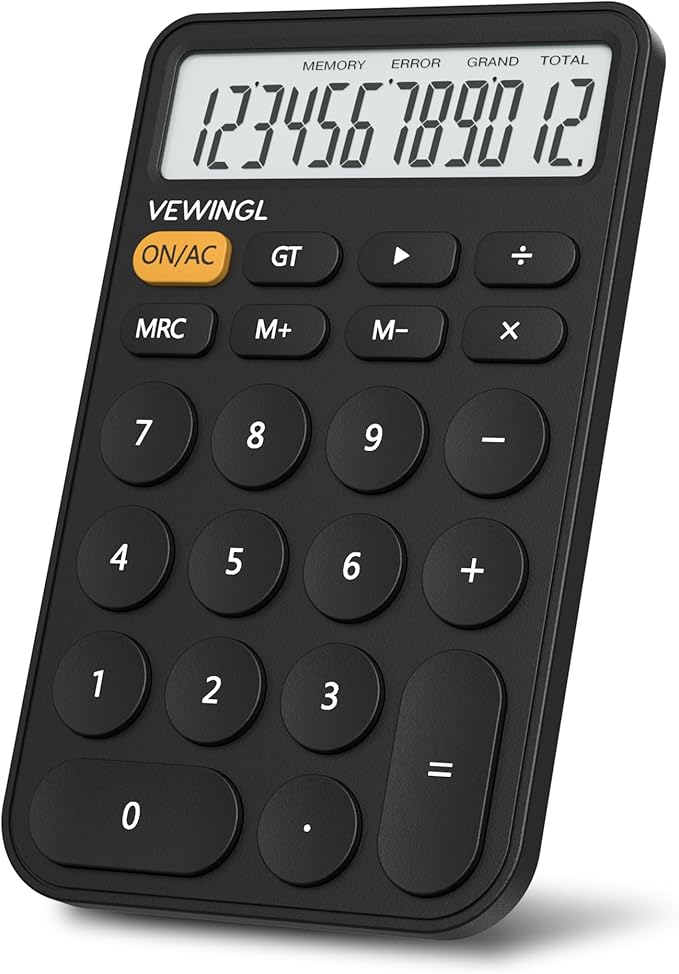 VEWINGL Standard Calculator, 12 Digit Large Display Desktop Calculator with Big Buttons for Office, School, Home & Business