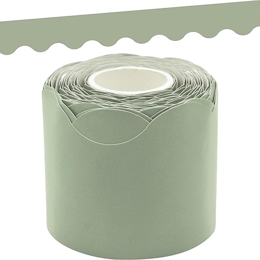 Teacher Created Resources Sage Green Scalloped Rolled Border Trim - 50ft - Decorate Bulletin Boards, Walls, Desks, Windows, Doors, Lockers, Schools, Classrooms, Homeschool & Offices