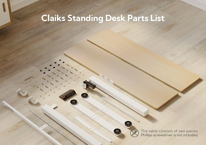 Claiks Electric Height Adjustable Standing Desk, 40x24 Inch, Nature | Smooth Height Adjustment, 3 Memory Presets, Cable Management Hub&Hook, Stable Steel Frame, 176lbs Capacity, Easy Assembly