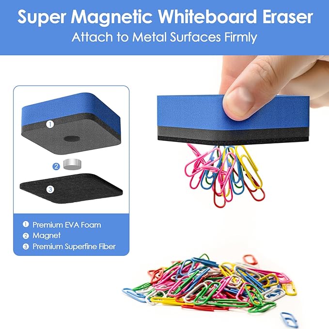 MaxGear Dry Erase Erasers, 96 Pack Magnetic Whiteboard Erasers, 6 Colors
