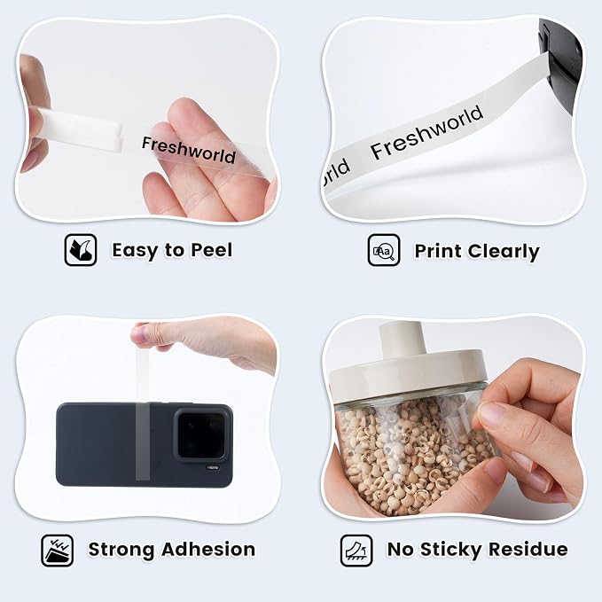 Freshworld 6X Replace for DYMO Label Maker Refills Clear 1/2Inch 23Ft 45010 | Compatible with DYMO D1 Label Tape Cartridges Black on Clear for LabelManager 160 280 210D 360D 420P 500TS 640CB PnP ColorPop