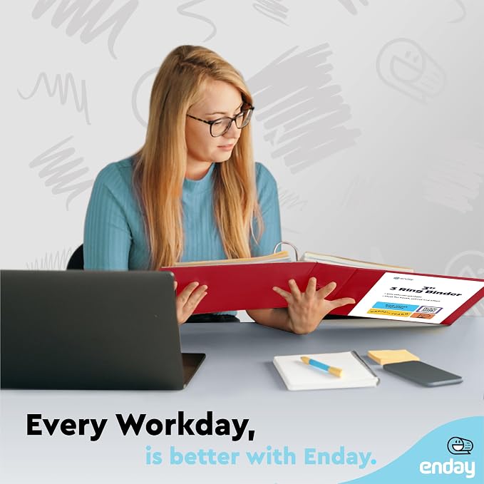 Enday 3 Inch Binder Red 3 Ring Binder 3 Inch, Heavy Duty Three Ring Binder, 600 Sheets Capacity - 3 Inch Binder for Home School and Office