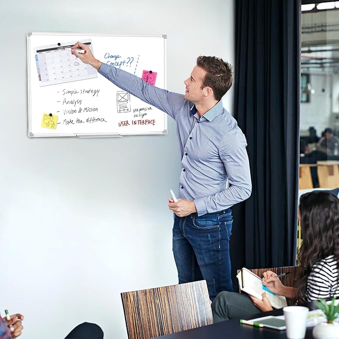 Lockways Dry Erase Board, 18 x 12 Magnetic Whiteboard Dry Erase | Aluminum Frame White Board with 1 Eraser & 1 Pen Tray & 2 Markers & 4 Magnets