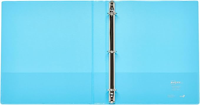 Avery® Holographic 3 Ring Binder, 1" Round Rings, 1 Aqua Binder | For School, Home and Office Organization, Customizable View Cover, 3D Holographic Rainbow Cover, Nonstick PVC-Free Pockets