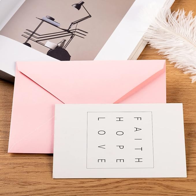 100 Pieces A7 Envelopes 5x7 Pink, 5.24 x 7.24 Inches | 5x7 Envelopes with Gold Stickers For Greeting Cards, Birthday, Weddings, Baby Shower Invitations