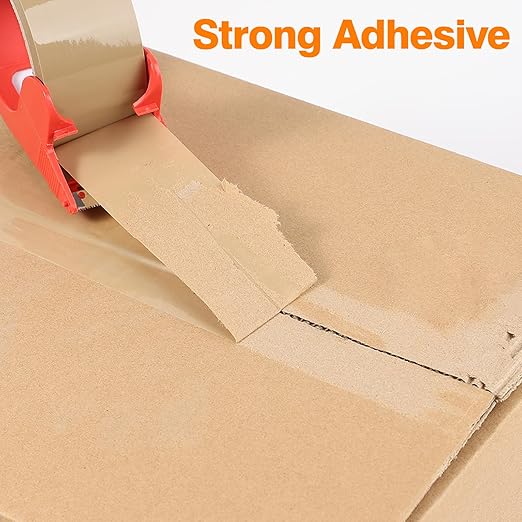 Brown Packing Tape 24 Rolls Heavy Duty Packing Tape with 3 Dispenser - 2.5mil x 1.88" x 60Y Strong Adhesive Packaging Tape for Carton Sealing, Shipping, Mailing & Storage