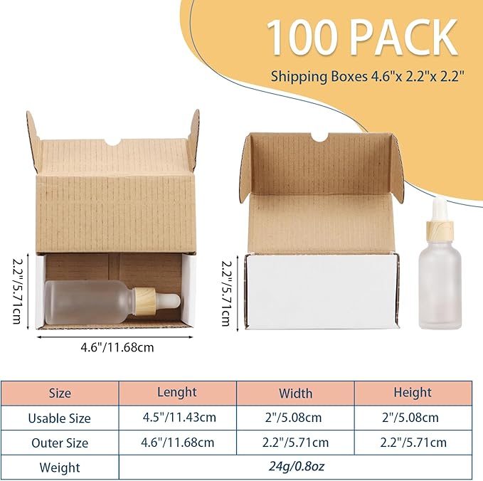 ZBEIVAN 4.6x2.2x2.2 White Shipping Boxes Set of 100, Corrugated Cardboard Mailer Boxes for Packaging Small Business Mailing Gifts