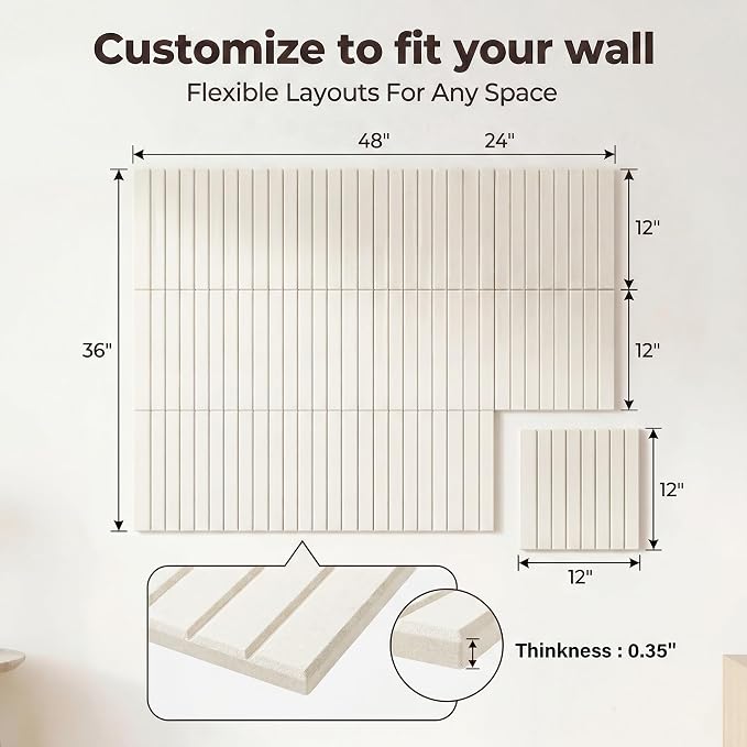 Felt Bulletin Board 48" x 36", Cork Boards for Walls, 12 Pack Bulletin Board Large Cork Board for Office, Felt Boards with 70 Safe Removable Adhesive Tabs Wall Decor for Home(White)