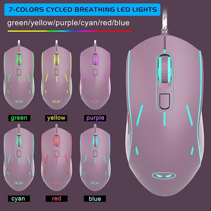 Gaming Keyboard and Mouse Combo, K1 RGB LED Backlit Keyboard with 104 Key Computer PC Gaming Keyboard for PC/Laptop (Blackcurrant)