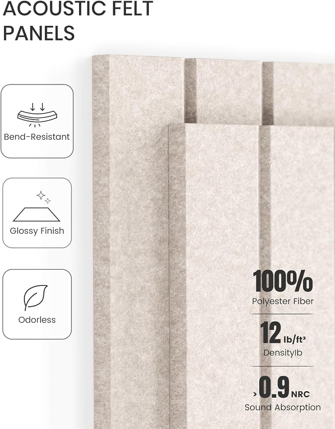 Fluxynara 48" x 36" Large Felt Bulletin Board, Oatmeal | 12 Pack Cork Board Alternative with 60 Safe Adhesive Tabs, Pin Boards for Wall Decor, Home, Office, Classroom,Dorm