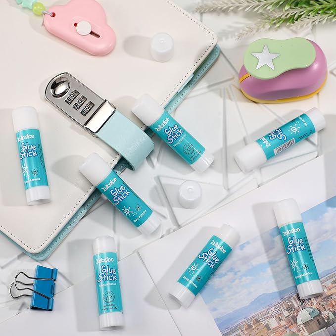Zubebe 200 Pcs White Glue Stick Bulk Washable for End of Year Crafts Home School Classroom Students Teachers Employees Scrapbooking Crafting Stationery Supplies (0. 32 Oz)