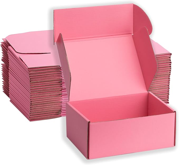 Small Shipping Boxes 8x6x3 Inches – Pink Corrugated Cardboard Boxes (20-Pack) for Mailing, Packing, Small Business & Gift Packaging - Recyclable & Sturdy