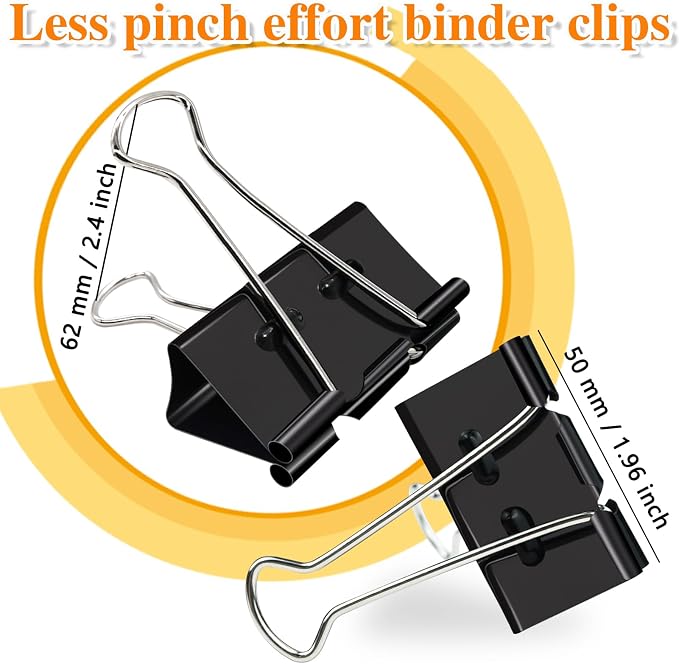 48 Pack Large Binder Clips(2 Inch), Upgrade Support Points Binder Clips | Extra Large Paper Clamps for Office and Home Supplies