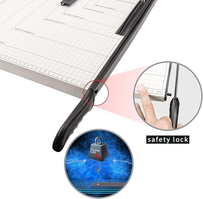 ZEQUAN 15 Inch B4 Guillotine Paper Cutter, Heavy Duty Stack Paper Trimmer with Metal Base, Guard Rail & Safety Lock, 10 Sheet Capacity for Office, Home, School