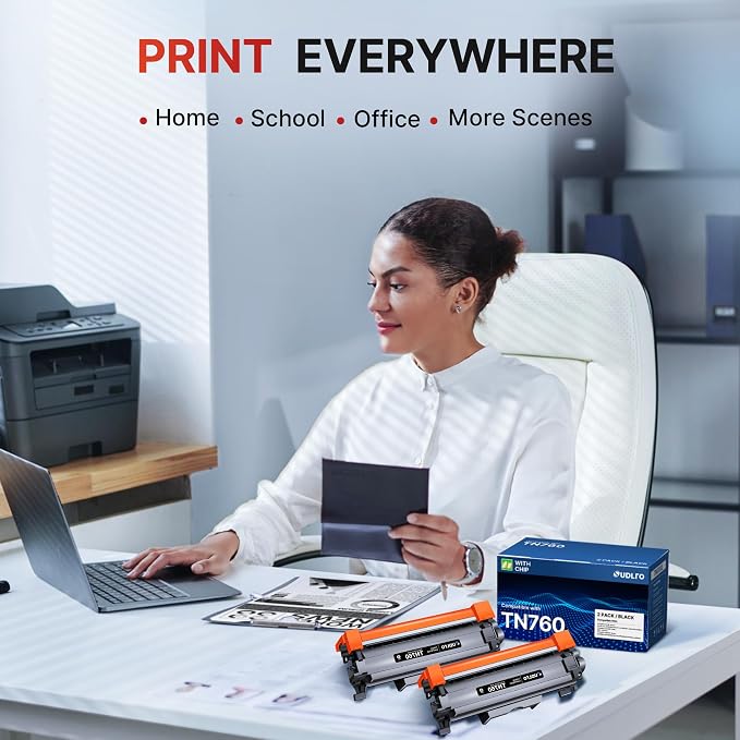 TN760 Toner for Brother Printer Replacement for Brother TN760 TN-760 TN730 | Toner TN-730/TN-760 Compatible for MFC-L2750DW HL-L2370DW MFC-L2710DW HL-L2350DW HL-L2390DW DCP-L2550DW Printer (2 Black)