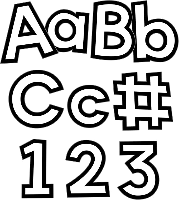 Carson Dellosa White Bulletin Board Letters 4", 219-pieces, Prepunched | Upper and Lowercase Alphabet, Numbers, Punctuation, and Symbols for Bulletin Board, Posterboard, Party, and Classroom Decor