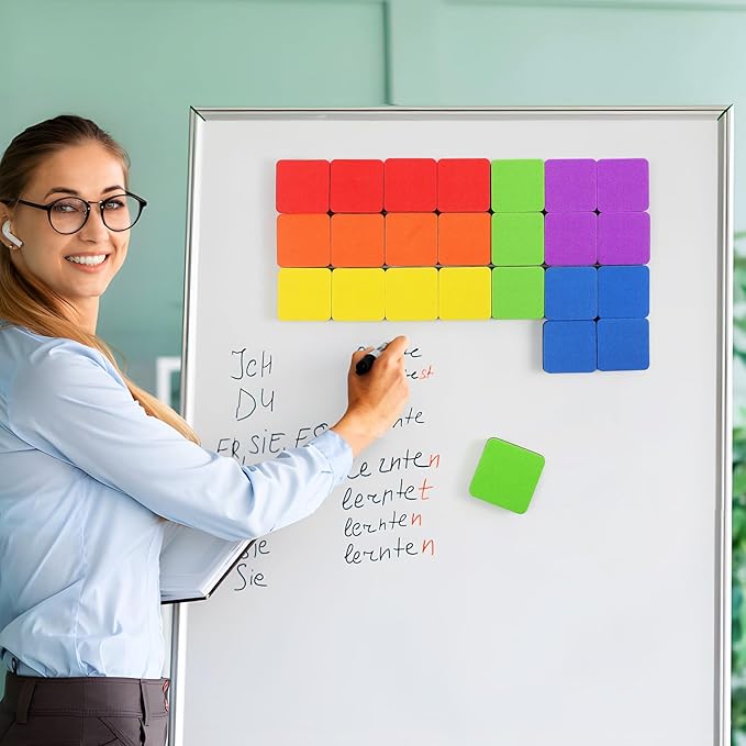 MaxGear 108 Pack Whiteboard Erasers, Magnetic Dry Erase Eraser, Mini Whiteboard Cleaning Pad for Classroom, Chalkboard Wiper Teacher Supplies for School, Office, Home, 6 Rainbow Color Set, 2 x 2 Inch