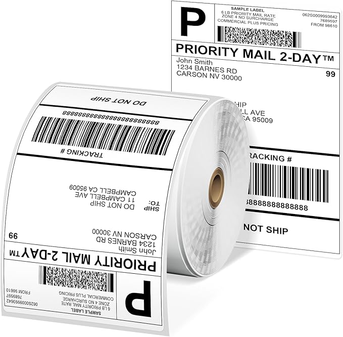 Phomemo Thermal Labels 4x6 for Shipping Packages, Direct Printer Label Paper 4x6 Shipping Labels Compatible with Rollo Zebra Btother MUNBYN Phomemo Nelko Omezizy, 500 pcs Shipping Seals Sticker