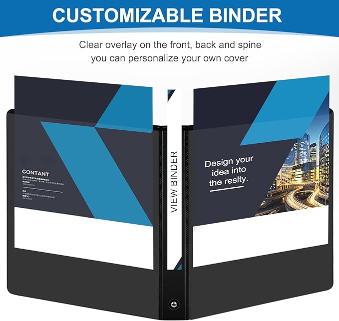 Durable 3 Ring Binders 1 Inch 36 Pack Bulk, Clear View Binders Bulk Three Ring Binders PVC Free, Fit for 8.5x11 inches for School or Office Supplie(Black