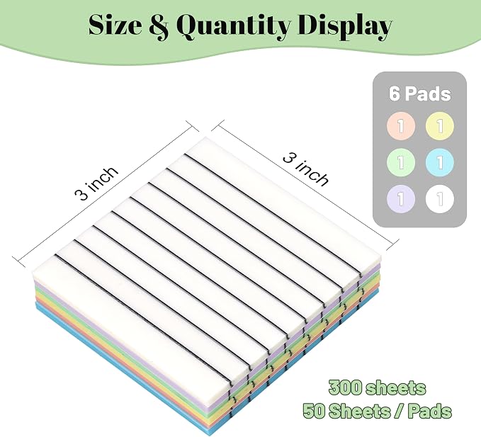 Transparent Sticky Notes Lined 300 Sheets 3"X3" Bright Morandi PET Material | Clear Translucent Self-Adhesive Sticky Notes for Back to School & Office Supplies, See Through Reveals Underlying Bible Text