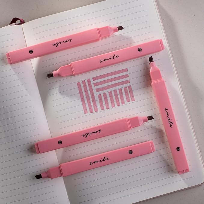 DIVERSEBEE Bible Highlighters with Soft Chisel Tip, No Bleed (Pink) | 5 Pack Single Color Pens, Quick Dry, Cute Aesthetic Markers for Bible Study Journaling Supplies