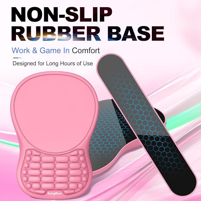 Ergonomic Keyboard Wrist Rest and Mouse Pad Wrist Support Set, Pink | Ergonomic Memory Foam,Pain Relief Wrist Support,Non-Slip Base, Waterproof Smooth Surface,Office & Gaming Desk Accessories