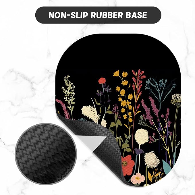 Small Mouse Pad, 6 x 7 Inch, Oval Mini Mouse Pad with Non-Slip Rubber Base for Laptop Wireless Mouse Keyboard Tray Mousepad, Beautiful Flowers and Plants