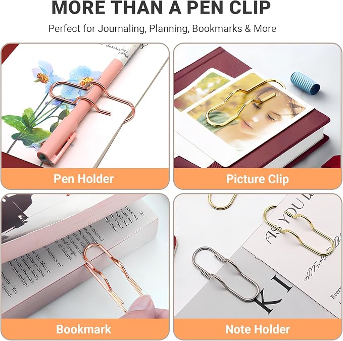 Paper Clip Pen Holder, Fits Notebooks, Journals & Planners, 6 Pack | Keeps Your Pen Attached to Notebooks, Journals and Planners for Faster Note Taking at Work, School or Meetings