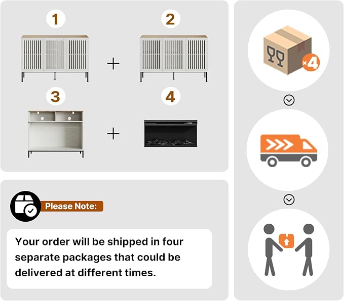 BVIUNTWO 95" Farmhouse Buffet Cabinet with Grille Doors, Adjustable Shelves & 6 Doors, Storage Sideboard with Metal Base for Kitchen, Dining & Living Room, Antique White