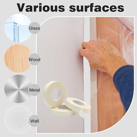 Masking Tape 3/4 inch x 33 Yards, 3 Rolls Beige White Painters Tape General Purpose Paper Tape for Arts DIY Crafts Painting Labeling Decoration School Projects Home Office