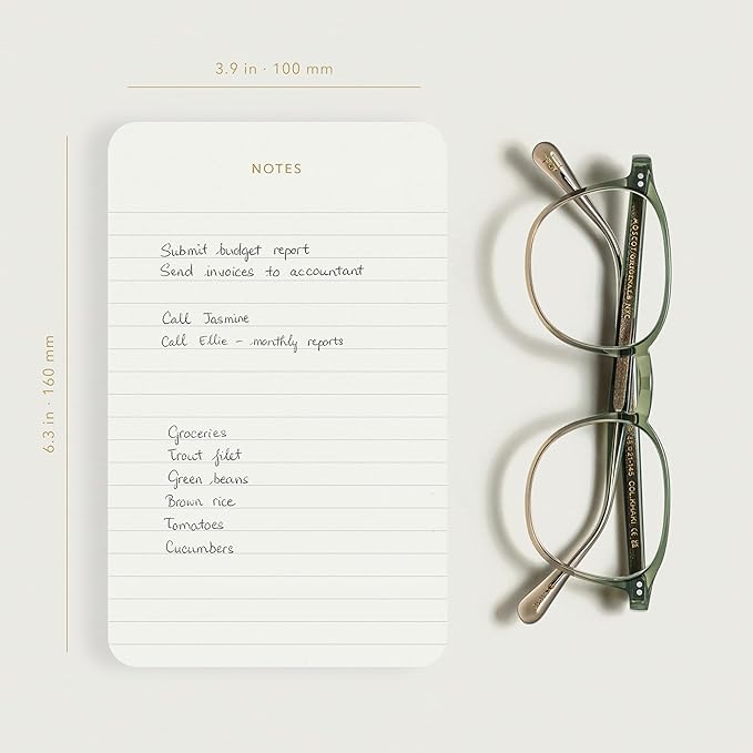 Elegant Desk Notepads for Professionals, Executive's Memo Pads, Minimalist, Gold Foiled, Lined Layout, 3 Pack, 225 Sheets Total (75 Each), 6.3" x 3.9”, 80 GSM, Eco-friendly, FSC™ Certified
