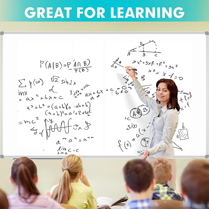Magnetic Dry Erase Board 96 x 48 inches, Large 4" x 8" Whiteboard for wall, Silver Aluminum Frame Wall Mounted Board for Office Home and School
