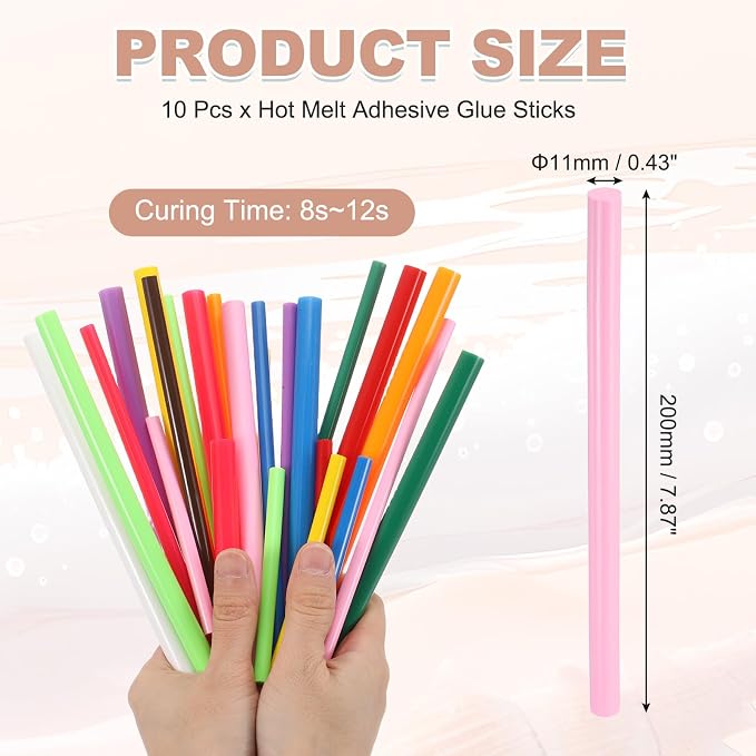 PATIKIL Hot Glue Sticks for Glue Gun, 10 Pcs Colored Hot Melt Adhesive Glue Sticks Bulk for DIY Projects Craft Art Decoration Home Repairs, Pink (7.9" x 0.43")
