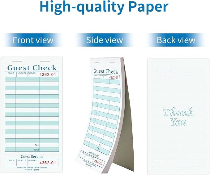 ZPARIK 12 Pack Guest Checks Books for Servers Server Note Pads Blue & White | 12 Pack Guest Checks with 50 Sheets Per Book, Waiter Checkbook, Waitress Notepad for Restaurants, Perfect for Servers