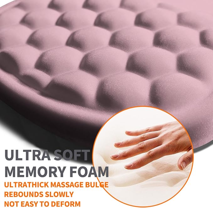 Ergonomic Joint Wrist Support Mouse Pad with Memory Foam Cushion Massage Bump, Carpal Tunnel Pain Relief Mousepad Slope Design for Wrist Rest, 11.8x7.9 in, Thistle